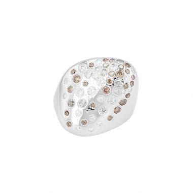 Bague De Beers Talisman en or blanc, diamants bruns et diamants blancs