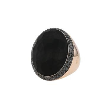 Bague Pomellato Iceberg en or rose, jais et diamants noirs