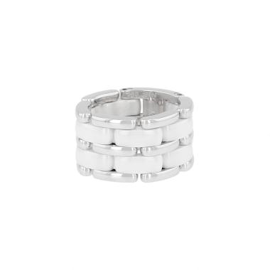 Bague souple Chanel Ultra grand modèle en or blanc et céramique