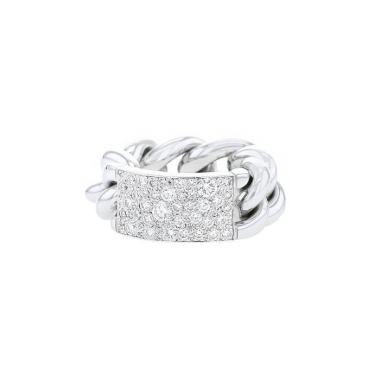 Bague souple Dior Gourmette grand modèle en or blanc et diamants
