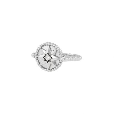 Bague tournante Dior Rose des vents en or blanc, nacre et diamant