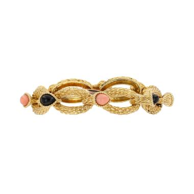 Bracelet Boucheron Serpent Bohème en or jaune, onyx et corail