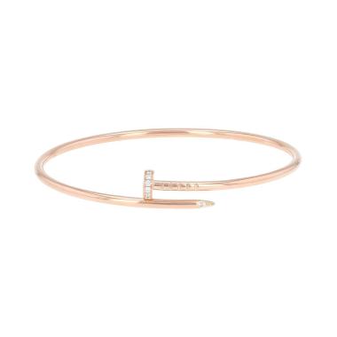 Bracelet Cartier Juste un clou petit modèle en or rose et diamants, taille 19