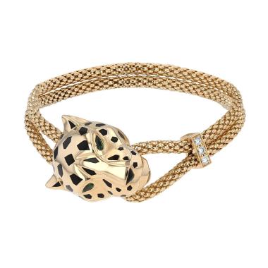 Bracelet Cartier Panthère en or jaune, laque et tsavorites