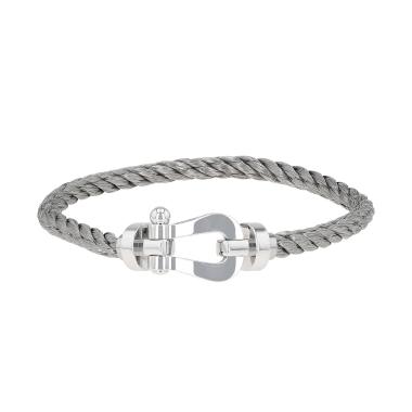 Bracelet Fred Force 10 grand modèle en or blanc et acier