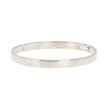Bracelet ouvrant Hermès H d'Ancre en or blanc et diamants