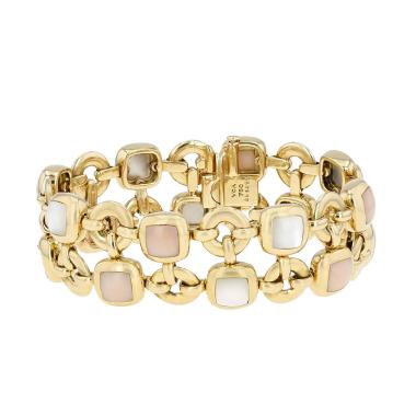 Bracelet Van Cleef & Arpels Babylone en or jaune, nacre et corail
