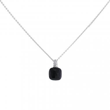 Collier Pomellato Capri en or blanc, onyx et diamants