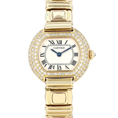 Montre Cartier Ellipse en or jaune et diamanté Ref: Cartier - 8057  Vers 1990