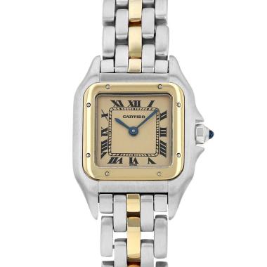 Montre Cartier Panthère petit modèle  en or et acier Ref: Cartier - 1057917  Vers 1990