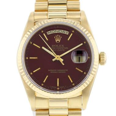 Montre Rolex Day-Date "Stella Dial" en or jaune Ref: Rolex - 18038  Vers 1986