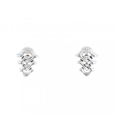 Paire de boucles d'oreilles Bulgari  en or blanc et diamants