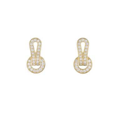Paire de boucles d'oreilles Cartier Agrafe en or jaune et diamants