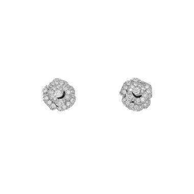 Paire de boucles d'oreilles Dior Rose Dior Bagatelle en or blanc et diamants