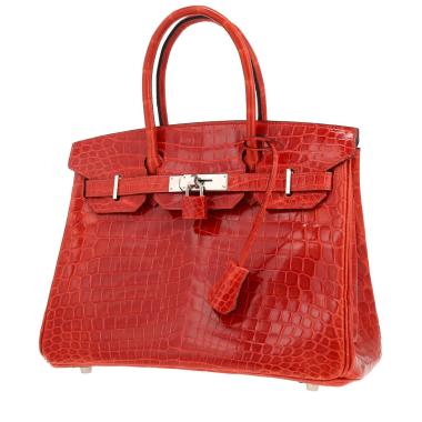 Sac à main Hermès  Birkin 30 cm en crocodile niloticus orange Sanguine