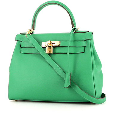 Sac à main Hermès  Kelly 28 cm en cuir togo vert