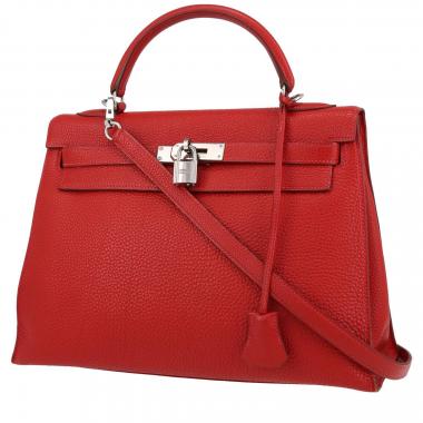 Sac à main Hermès  Kelly 32 cm en cuir togo rouge