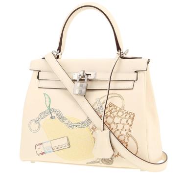 Sac à main Hermès Kelly In&Out en cuir Swift blanc