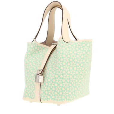 Sac à main Hermès  Picotin Lock mini  en cuir Swift Nata et vert