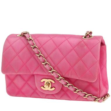 Sac bandoulière Chanel  Mini Timeless en satin rose