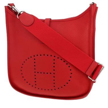 Sac bandoulière Hermès  Evelyne III en cuir togo rouge