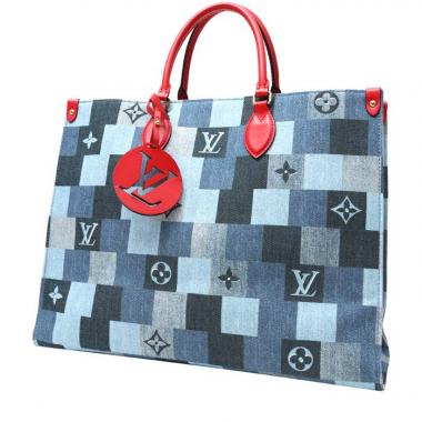 Sac cabas Louis Vuitton  Onthego en toile damier bleu-jean