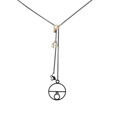 Sautoir Hermès Crazy Calèche en argent noirci et or rose