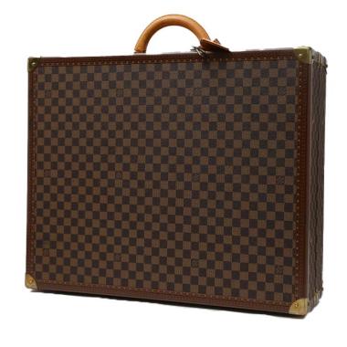 Valise Louis Vuitton  Valise en toile damier ébène et cuir naturel